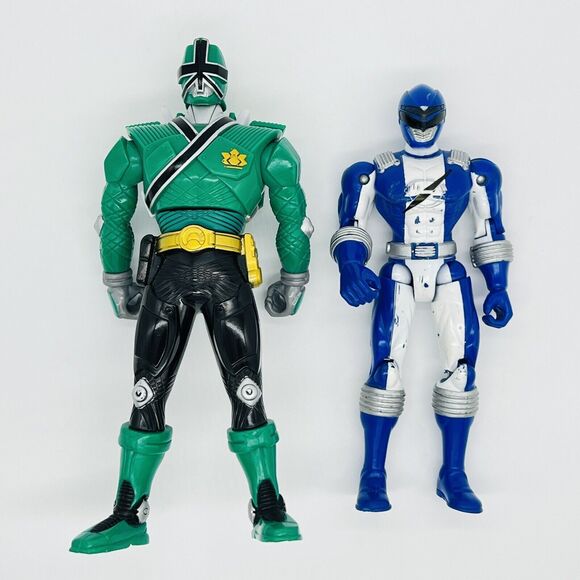 Bandai Power Rangers Action Figures 2011 Samurai Green & 2006 Overdrive Blue - Picture 12 of 14